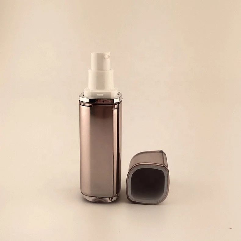 Champagne Acrylic Cosmetic Container Rhombus Shaped 30ml Serum Lotion Airless Bottle 1 Oz