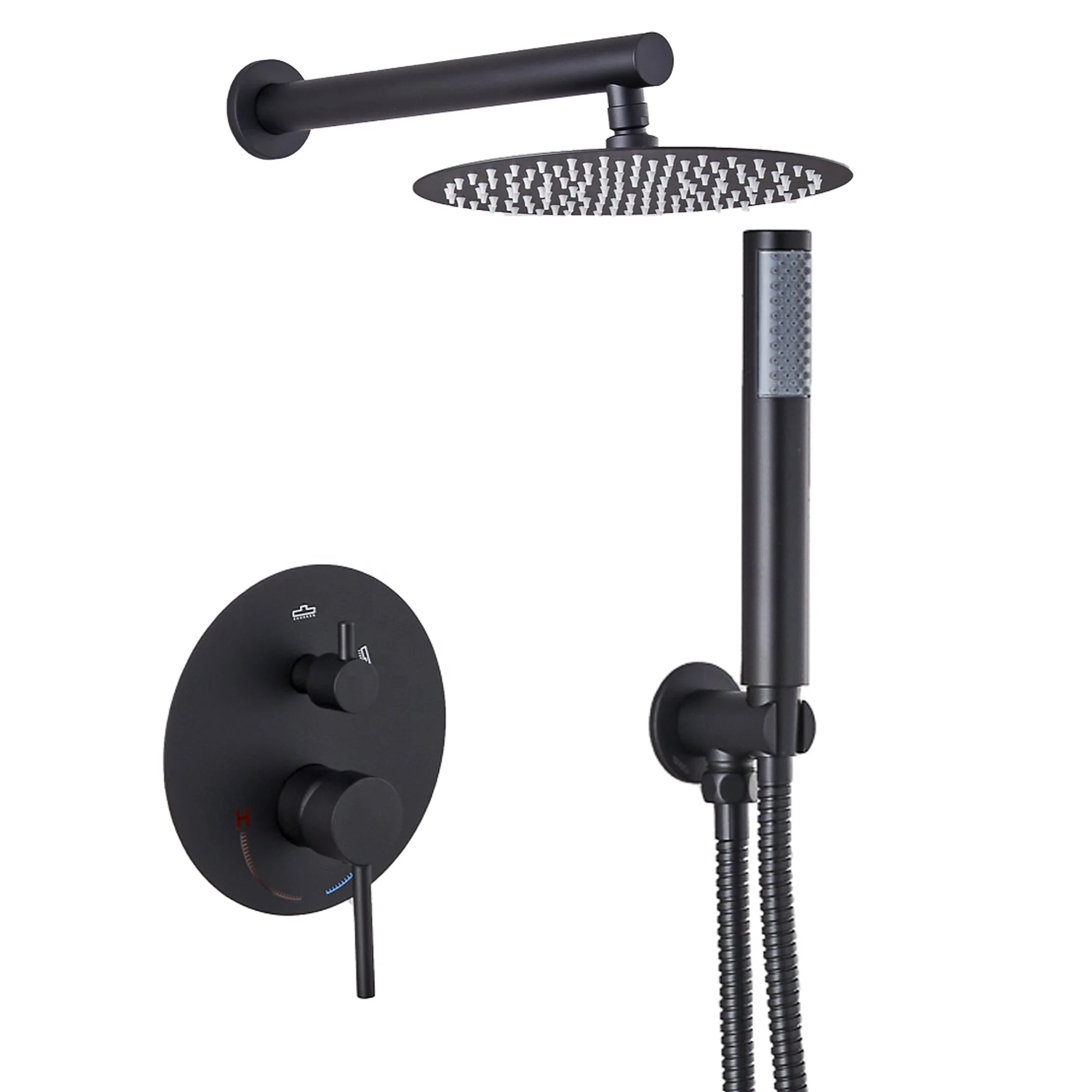 Wall Mount Rainfall Shower Faucet Set black  Bathroom Waterfall System bathroom shower faucet Concealed shower set