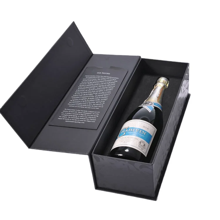 Custom Handmade Rigid Cardboard Paper Luxury Wine Boxes Single Champagne Glass Wine Bottle Gift Box Packaging