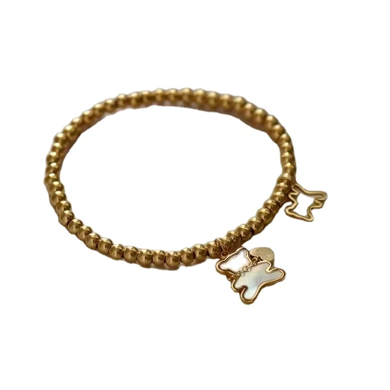 14k Gold Bear Bracelet Beaded college style