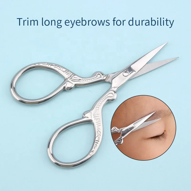 3Cr13 Embroidered Scissors Eyebrow Scissors Printed Scissors With Stainless Steel Color Handle