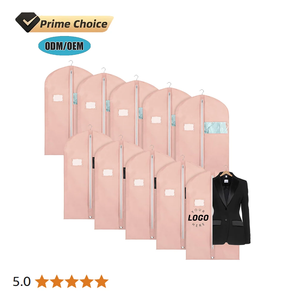 Custom Closet Storage 2 Handles Hanging Clothes Bag with Pocket Mens Suit Cover for Shirts, Coats, Dresses, Suit Holder