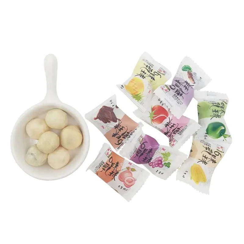 Chewy sweets corn flavor candy chewy fruit filled soft candy ball soft candy for kids