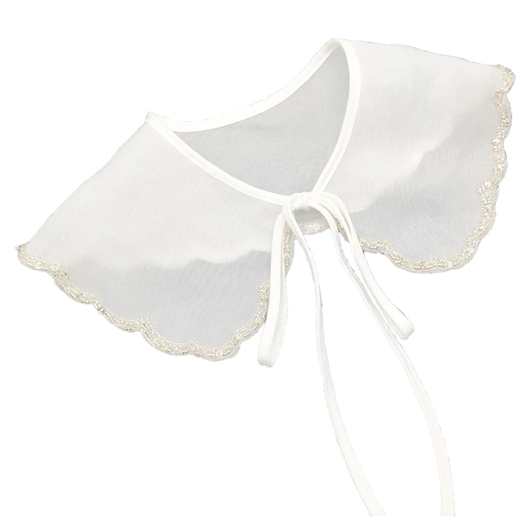 Factory custom collar wavy edge decorative Lace women white false collar detachable