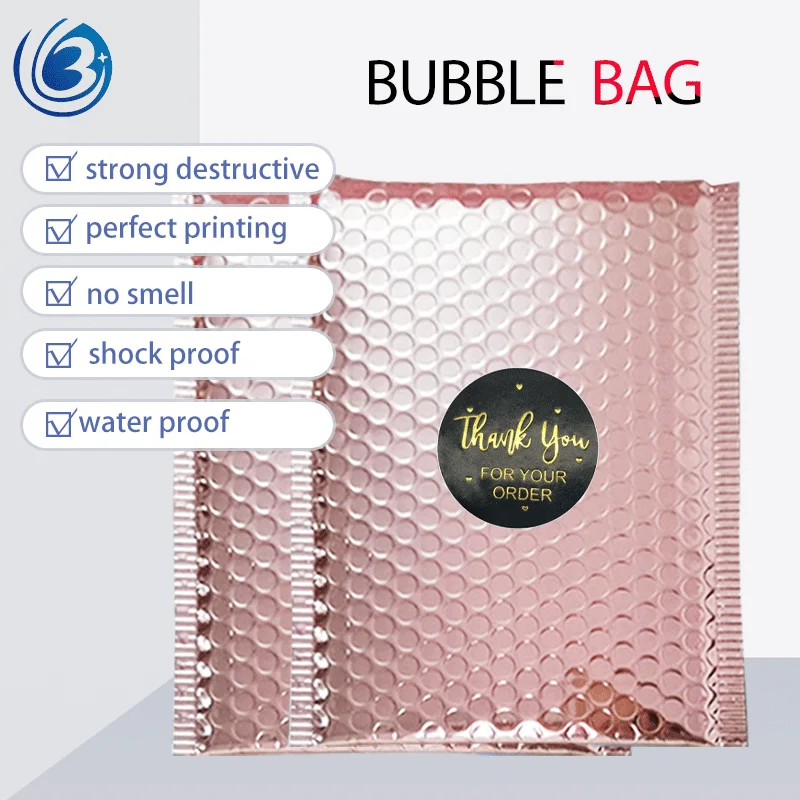 
Custom Design Envelopes Padded Bubble Mailing Bags Rose Gold Poly Mailers Bubble Mailers Logo 