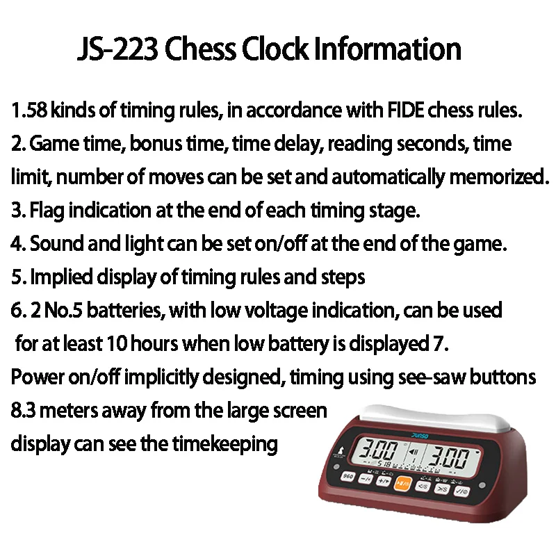 Multifunctional Chess Clock 58 Timing Rules Professional Digital Chess Clock Competition Master Tournament See-Saw Buttons