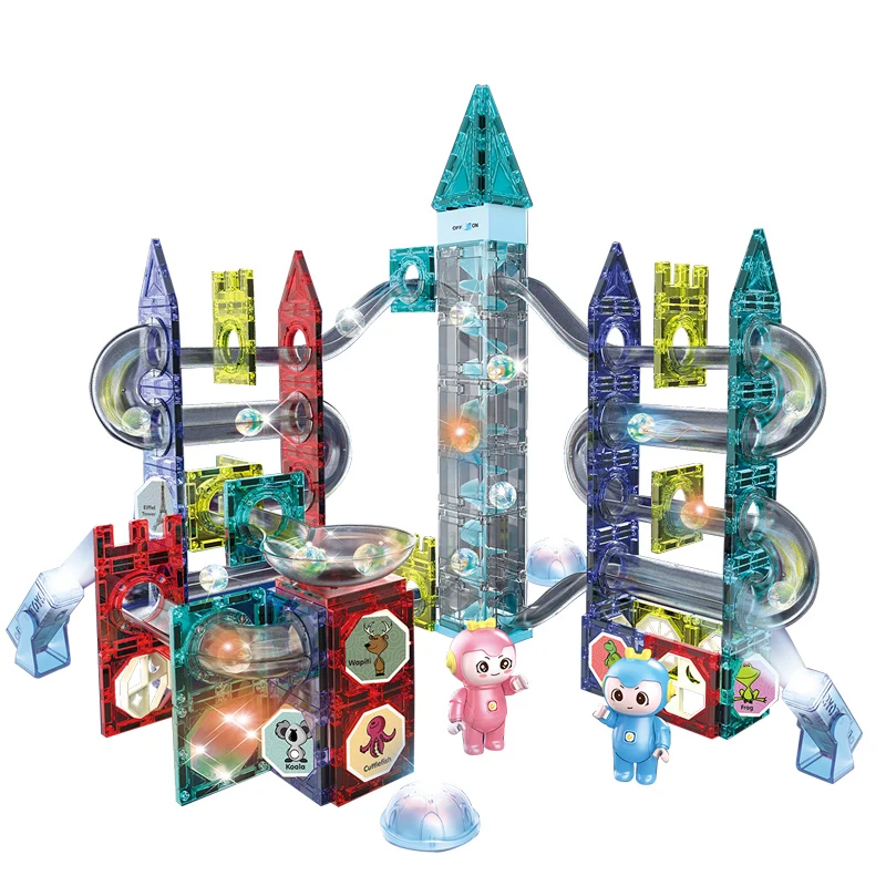 Hot Selling DIY 3D Magnetic Building Blocks Magnet Tiles Track Racing Ball Run Magnetic Ball Blocks Kids Toy