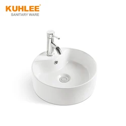 Single Hole Sink Table Top Ceramic Art Basin White Round Shape Hand Wash Bathroom Porcelain Sinks