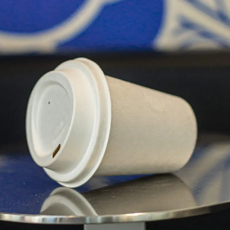 Eco Friendly 100% Biodegradable Compostable Bagasse Coffee Cup With Lid Sugarcane Bagasse Lid