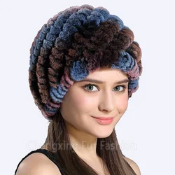 CX-C-189C Wholesale China Ladies Genuine Rex Rabbit Fur Caps