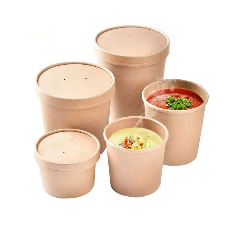 Custom Logo Noodle Packaging cup Feature  Paper Soup Cup with Lid
