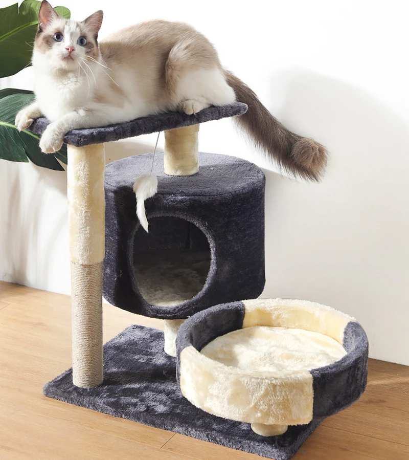 Multi-Level Cat Trees and Towers with Scratching Posts Condos Hammock Resting Perch Indoor Pet Activity Furniture Play House for