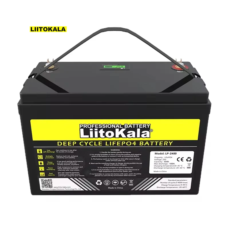 24V 50Ah LiFePO4 Battery 24.8V Lithium-iron Batteries for RV Camper Golf Cart Off-Road Off-grid Solar Wind Batteries LiitoKala