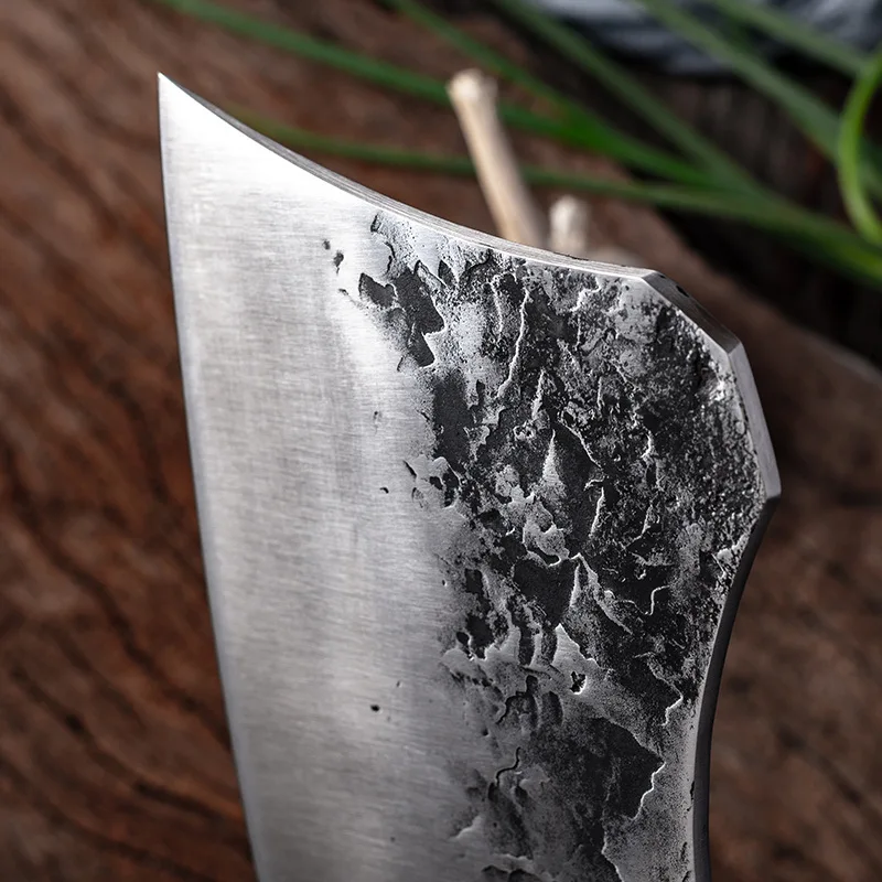 Sharp hand forged slaughter knife quality full Tang high carbon stainless steel kitchen chef knife with wooden handle