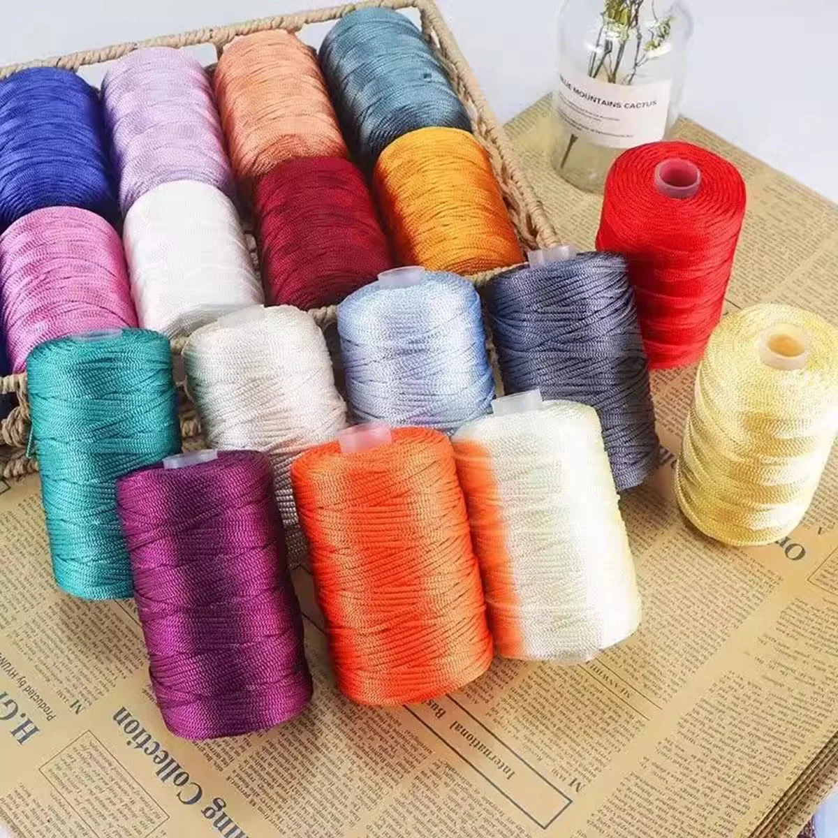 New 132g/ball 2.5mm Ice Silk Thread Fine Thread Hand Woven Hook Hat Thread For DIY Summer Hat Slipper Seat Cushion