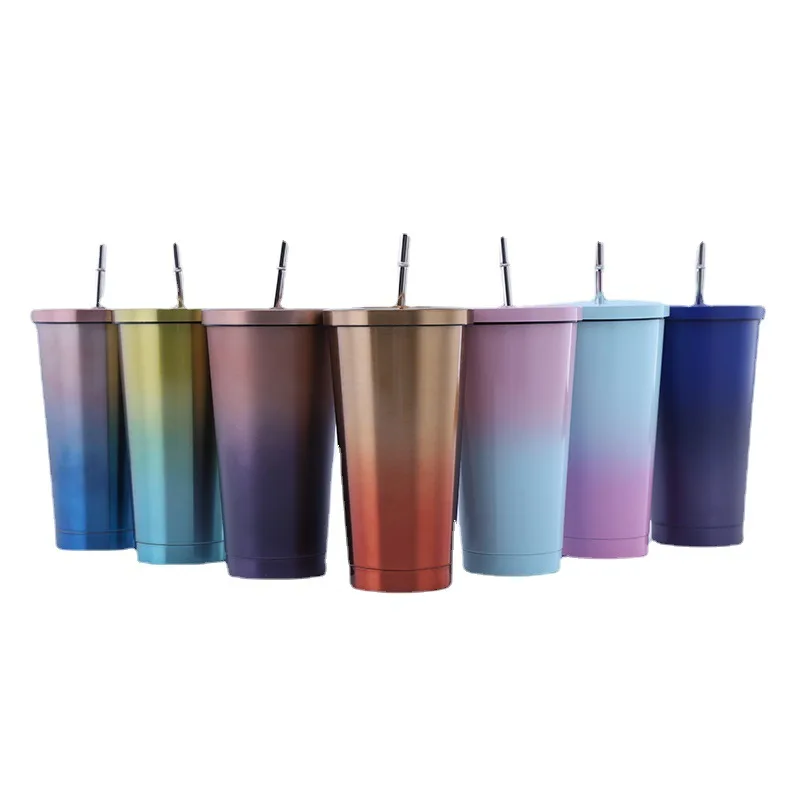 Sunflower new fashion 17oz metal double wall thermo coffee mug stainless steel travel reusable tumbler cups with straw and lid
