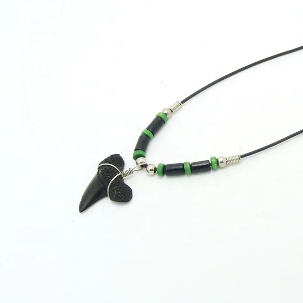 Adjustable Natural Cord Shark Tooth Pendant Necklace Shark Black Tooth Shark Long Necklace Women Jewelry
