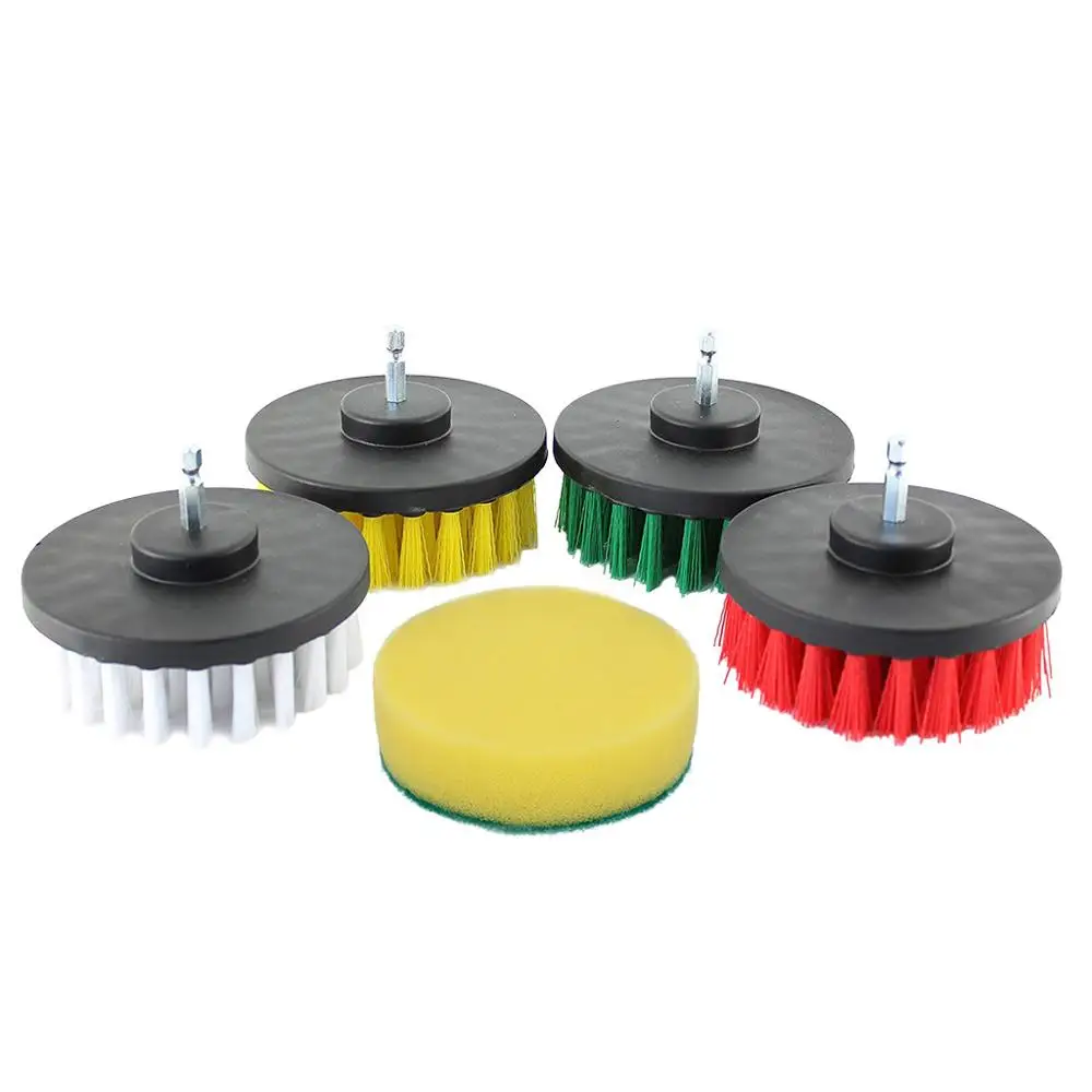 Drill Brush Scrub Pads 5 Piece Power Scrubber Cleaning Kit All Purpose Cleaner Scrubbing Cordless Drill for Cleaning Pool
