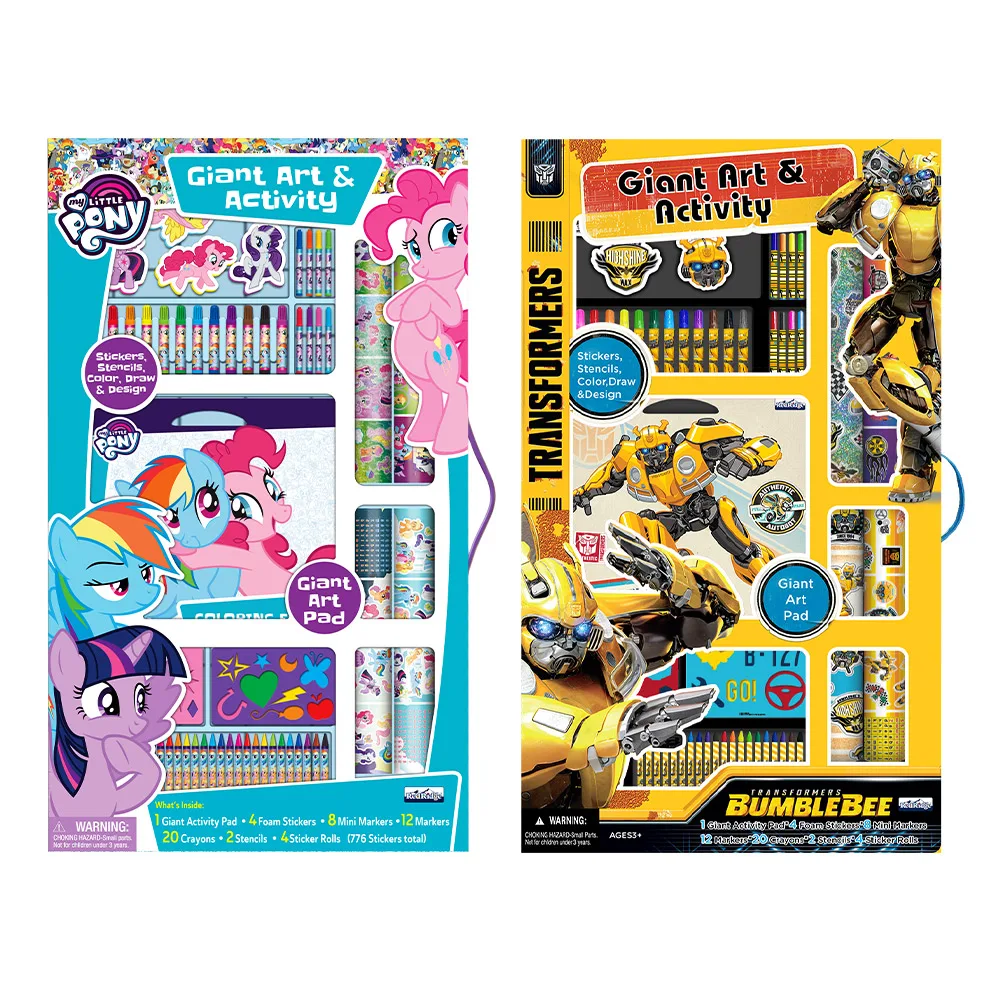 Kids Giant Art & Activity Painting Coloring Art Sets with Giant Activity Pad, Stickers, Markers, Crayons, Stencils