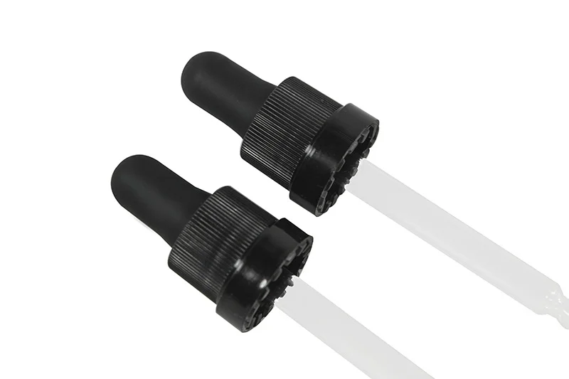 Unique wholesale Din 18mm Tamper Evident Plastic skincare Dropper straight end glass pipette