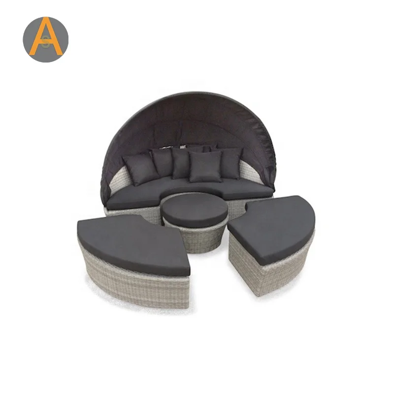 Canopy round rattan wicker outdoor beach cabana bed garden patio canopy day bed