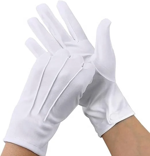 White Polyester Cotton Uniform Tuxedo Dress Ceremony Gloves