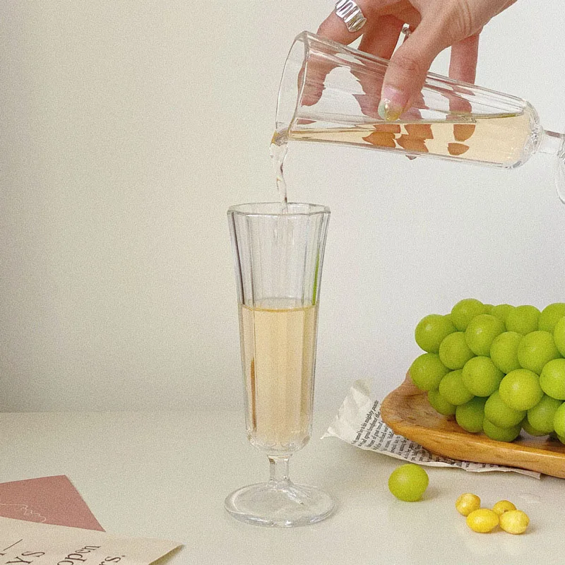 Cutelife Korean Round Transparent Goblet Glass Cup Kitchen Restaurant Water Champagne Wine Juice Cup Home Glasses Cup For Drink