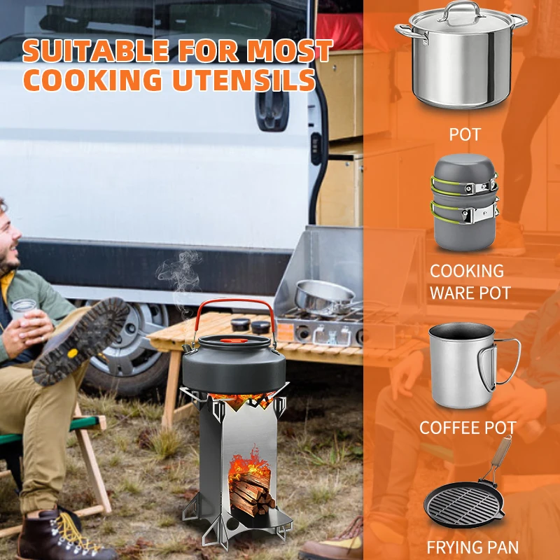 Outdoor hiking portable stove Multi Fuel Wood Burning Pellet detachable stainless steel rocket stove heater