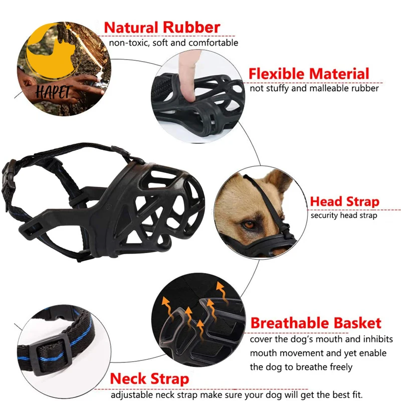 Training Dog Basket Muzzle Safety Dog Muzzle Anti Biting Rubber Dog Muzzle Breathable