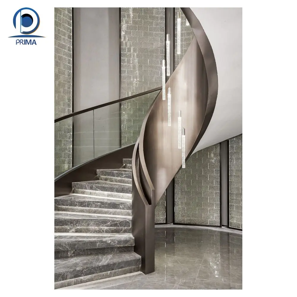 Prima Responsible Supplier Carbon/Aluminum Alloy Material with 114*4mm center pillar Prefab Straight & Curved & Spiral Staircase