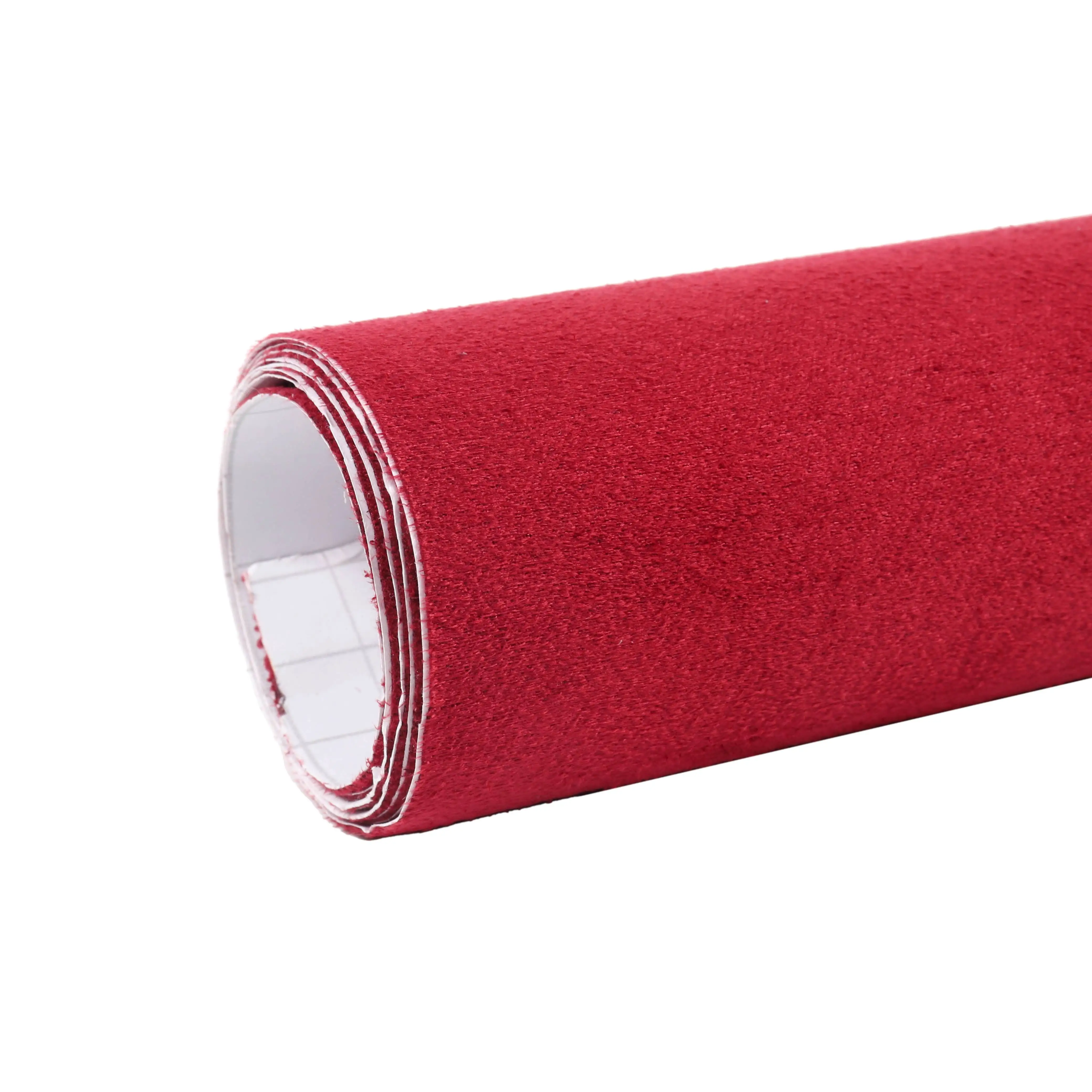 High soft self adhesive Red suede fabric Alcantara car interior vinyl sticker long piles velvet wrapping film at best quality