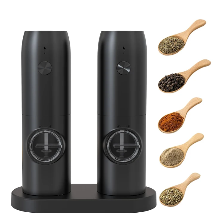 Automatic Pepper USB Rechargeable Ceramic Burr Mill Refillable Electric Salt and Pepper Grinder Set of 2
