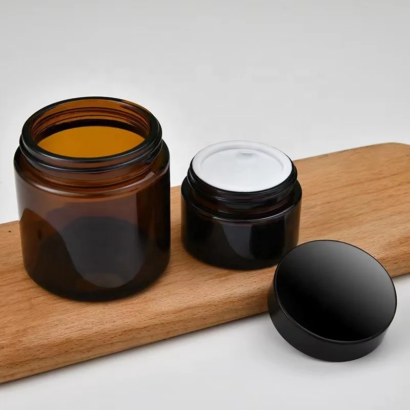 High Quality Ready to Ship 60ml 120ml 250ml 500ml 1000ml Amber Candle Container Heat Resistant Glass Candle Vessels with Lid