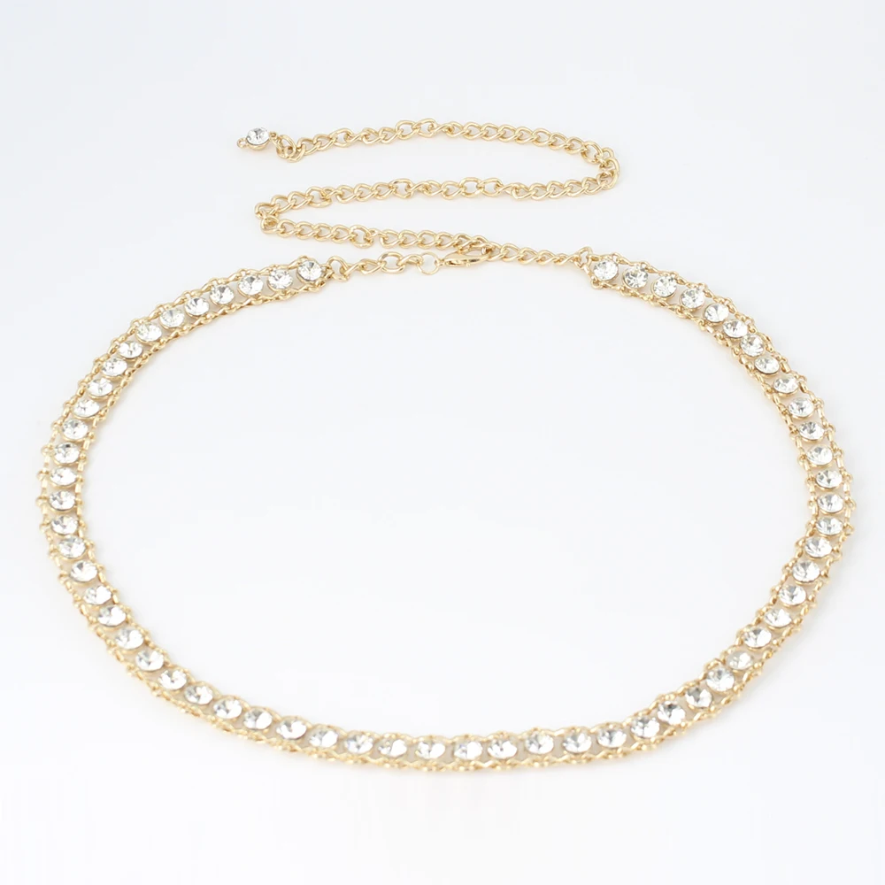 Модный бриллиантовый женский подарок золотое платье аксессуары цветная металлическая цепочка пояс