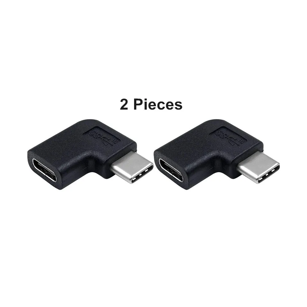 2 pieces 90 Degree Right Angle Left Angle USB 3.1 Type C Male to Female USB-C Converter Adapter for Laptop