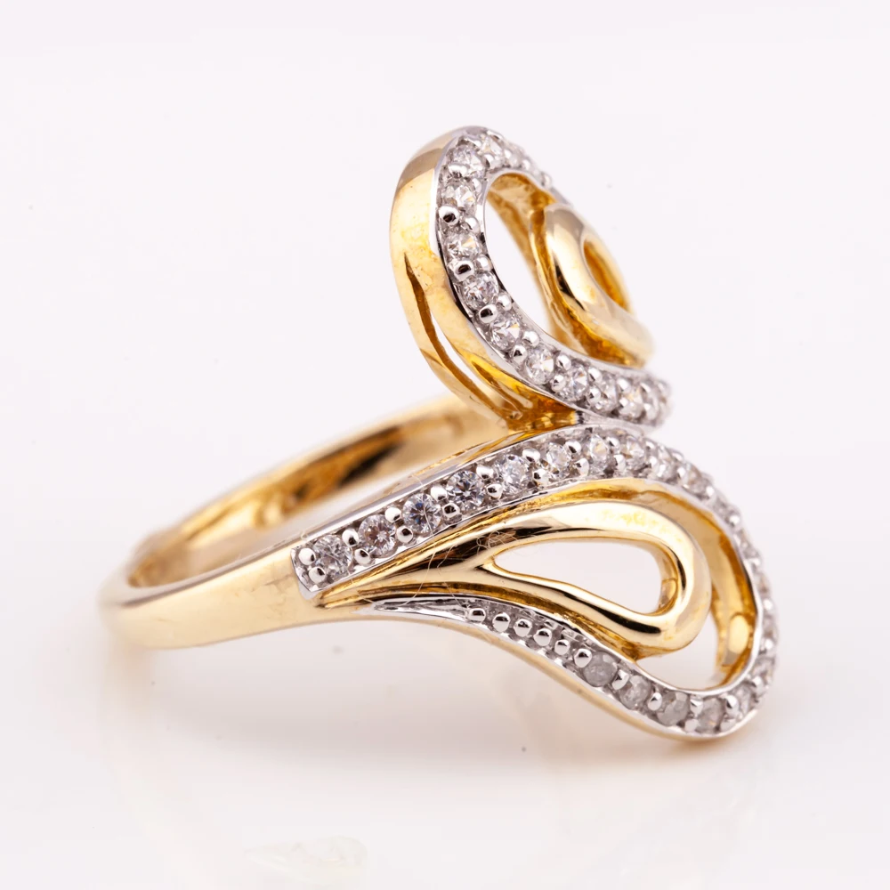 Latest Style High Quality Ring R-10500 18K Yellow Gold Real Gold Diamond Rings from Thailand Factory