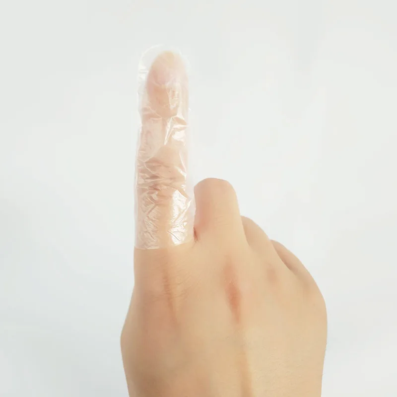 wholesale finger sleeve medical use disposable plastic pe two finger gloves