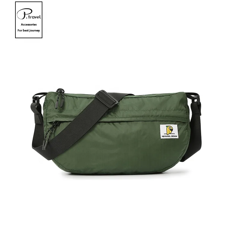 Fashion Lightweight Pocket Sling Green Waist Pack Bags for Travel waist bag custom logo Nylon shoulder Bag