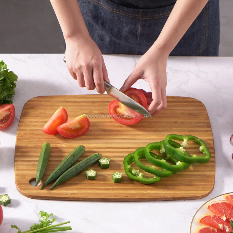 Woodsun Vertical Stripes Design Cutting Board Set Bamboo Chopping Board Bamboo