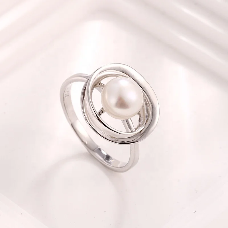 KAMMY 8-8.5mm Circle Hollowing 925 Sterling Silver Dainty Casual Unique Adjustable Rings For Ladies
