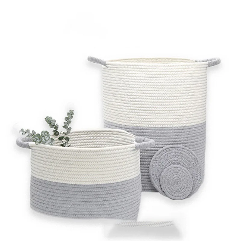 Wholesale Large Cotton Rope Basket Baby Laundry Basket Woven Blanket Basket Nursery Bin