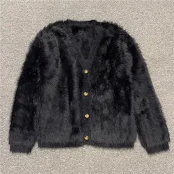 Custom ladies Alpaca Wool Chunky Knit Cardigan Women Brown Coat Cashmere Oversized Fuzzy Mohair Sweaters