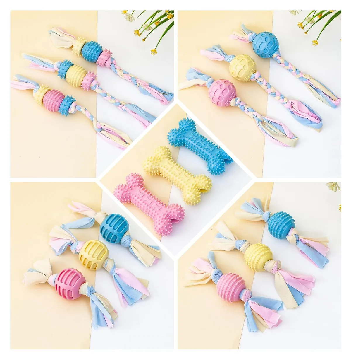 Chewing Rubber Elasticity Ball Toys for Dogs Molar Stick Interactive Chew Bite Cotton Rope Tooth Cleaning Dog Toys Pet Supplies