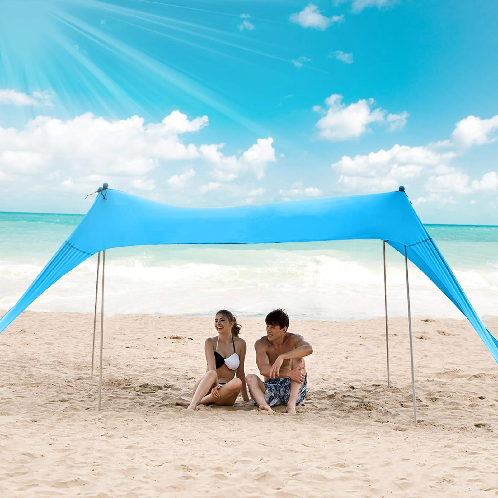 4 aluminum poles pop up sunshade family beach tent with carrying bag