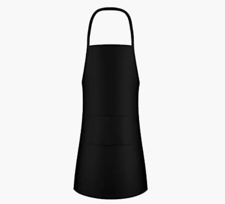 Bulk No pocket Bib Apron - Unisex Black Machine Washable Polyester Aprons for Men and Women, Kitchen Cooking Chef apron