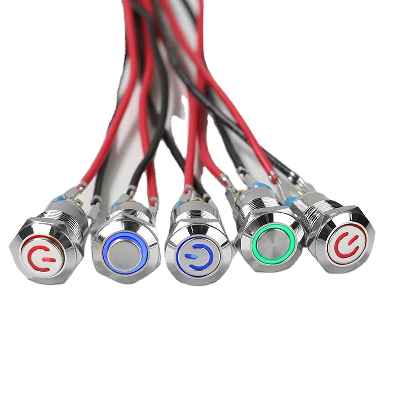 
ABEI Diameter 12mm on off For light Power led 5V 110V waterproof reset/latching Metal push button switch 