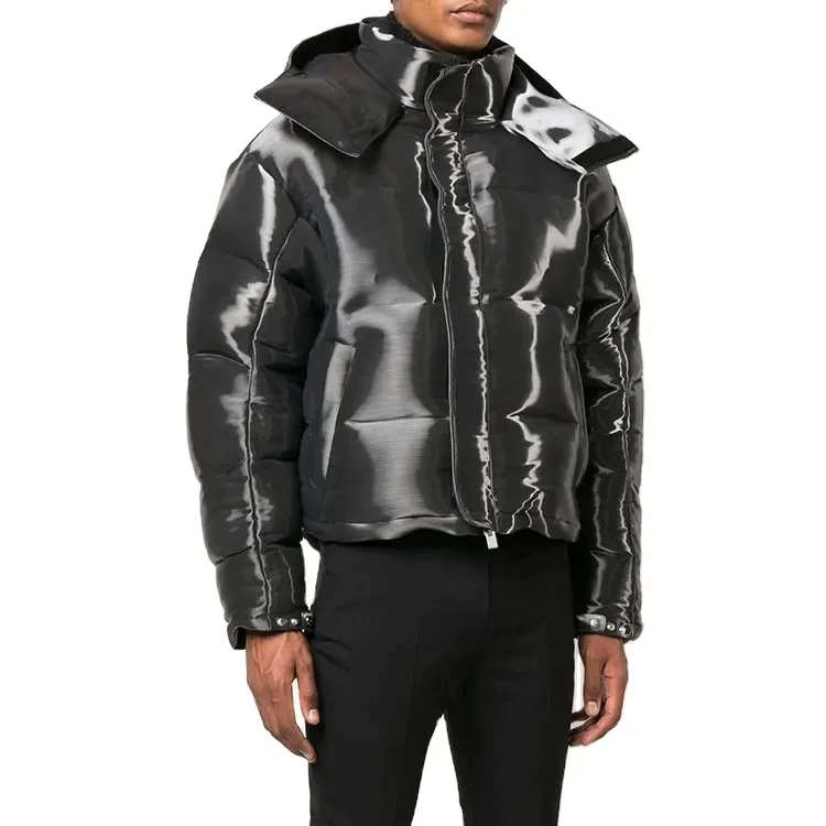 Custom High Quality Men Cropped Puffer Jacket For Men Outdoor Winter Windbreaker Liquid Veste Homme Metal Down Jacket