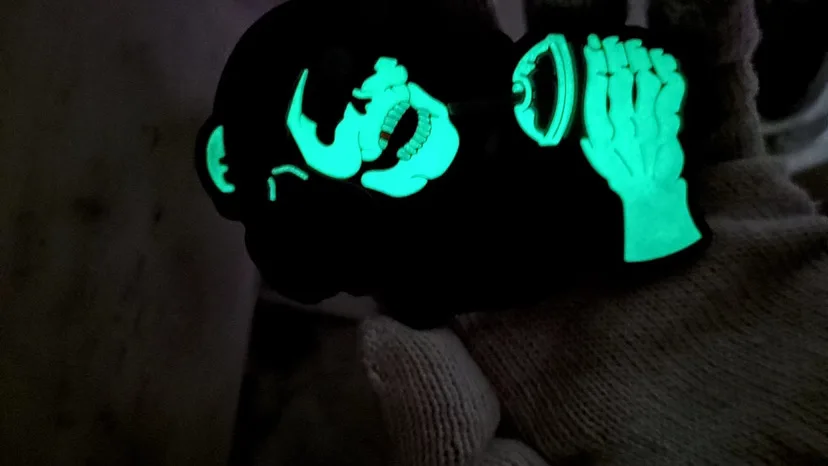 Custom Luminous PVC Patch Light Glow In Dark Rubberled Light Message Scrolling jacket patches