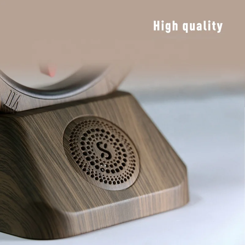 2024 New Floating Clockwise Creative Reverse Clock Vintage Bluetooth Speaker Wooden Desk Clock