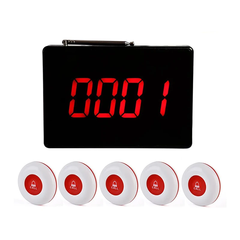 Daytech P4-5 Waterproof Call Button Patient Pager System Wireless Calling System for Hospital Restaurant Nursing Home Caregiver